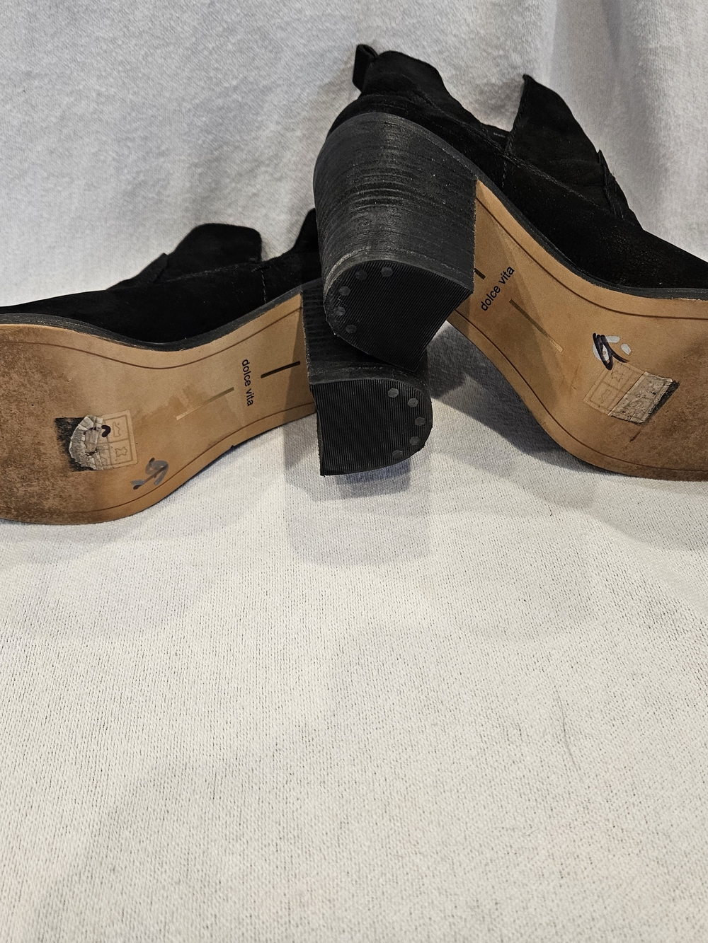 Dolce Vita Black Suede Ankle Booties with Block Heel - Picture 6 of 8